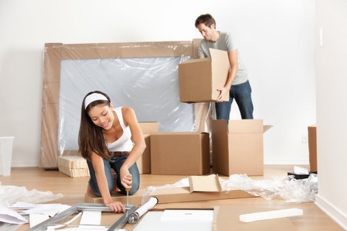 Flat removals team planning a move in Hammersmith apartment building