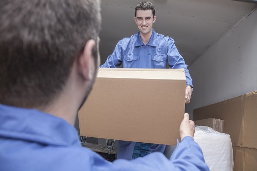 Packed boxes and furniture ready for a student move in West London