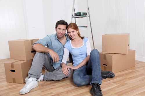 Boxes and personal items arranged for a student move with local movers